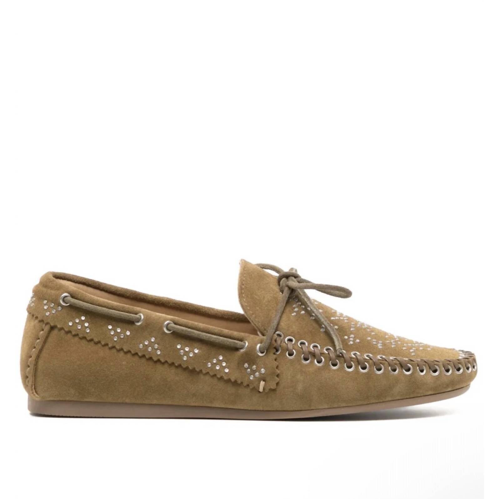 New Isabel Marant Women's Studded Soft Loafer In Taupe 50ta